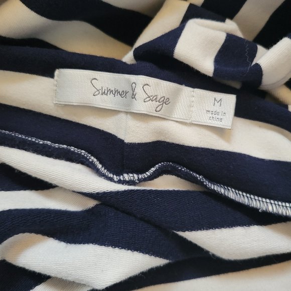 Summer & Sage Navy White Striped Jersey Skirt M - Picture 6 of 6